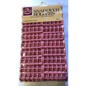 Goody Snap-Over Hair Rollers Pack Of 20 Medium Pink Vntg New Old Stock #9574/2